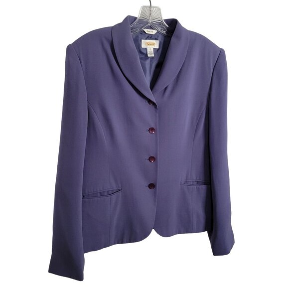Talbots Size 10 Silk Blazer Jacket Pockets Lined Shaped Fitted Career Purple - Picture 1 of 8